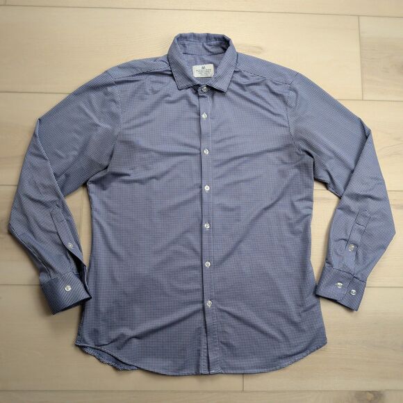 Mizzen + Main Shirt Mens L Tradition Evolved Trim Fit Gingham Check Blue USA - Picture 1 of 11